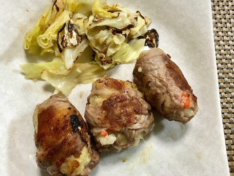 ポテサラリメイク！豚肉巻き焼き